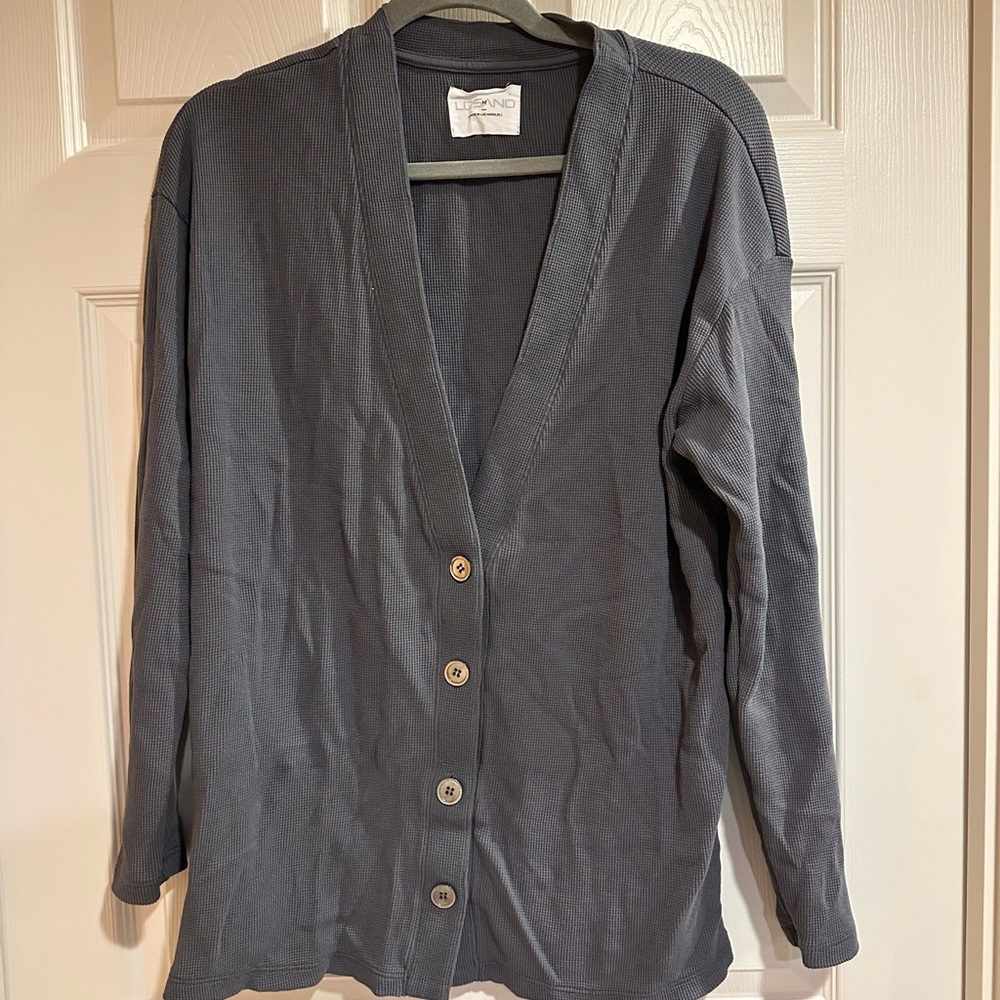 Living Doll Charcoal Button-Up Cardigan